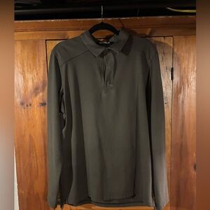Olive green long sleeve shirt.